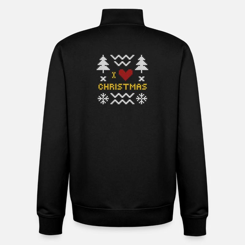 Weihnachtsherz Strickmuster Design - Unisex Organic Zip Sweatshirt von Stanley/Stella - Schwarz