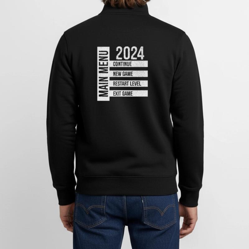 Main Menu Continue New Game Restart Level Exit Unisex Organic Zip Sweatshirt by Stanley/Stella