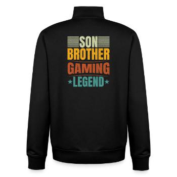 Chemise de légende du jeu de son frère - Sweat zippé unisexe en coton bio Stanley/Stella - noir - Dos - AI Model Male 185 light (185cm)