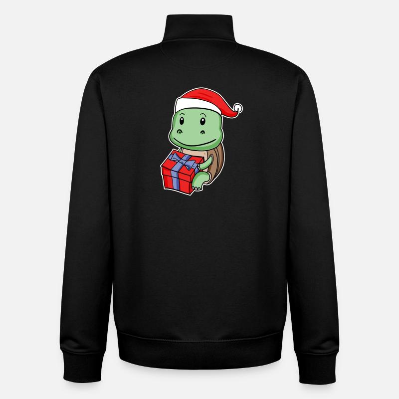 Turtle with Christmas hat - Unisex Organic Zip Sweatshirt by Stanley/Stella - black