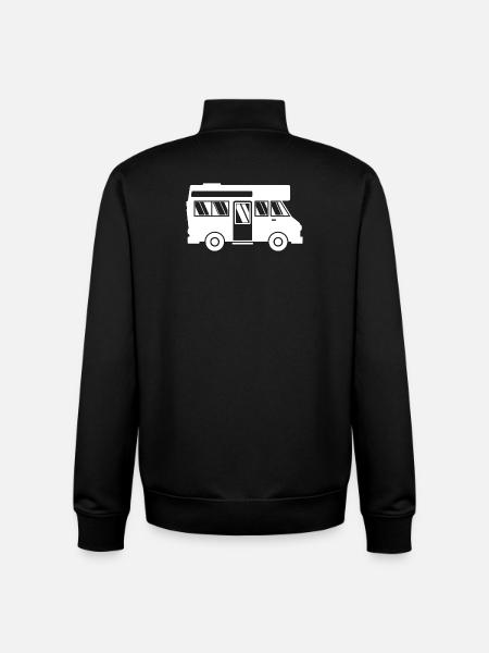 Caravan Wanderlust Wanderer Camping Camper - Unisex Organic Zip Sweatshirt by Stanley/Stella - black
