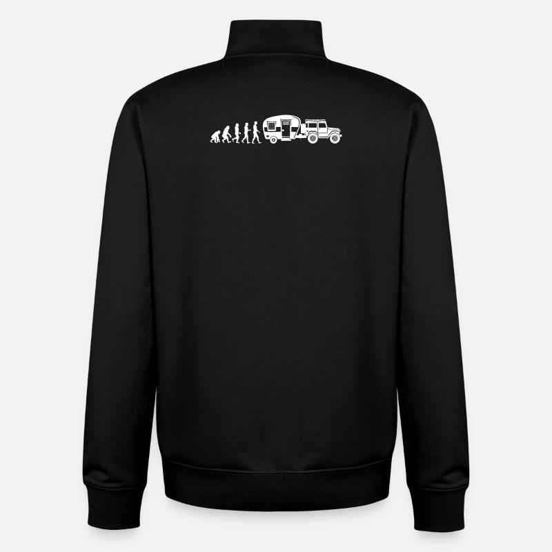 Camping Wanderlust Wanderer Camper Caravan - Unisex Organic Zip Sweatshirt by Stanley/Stella - black