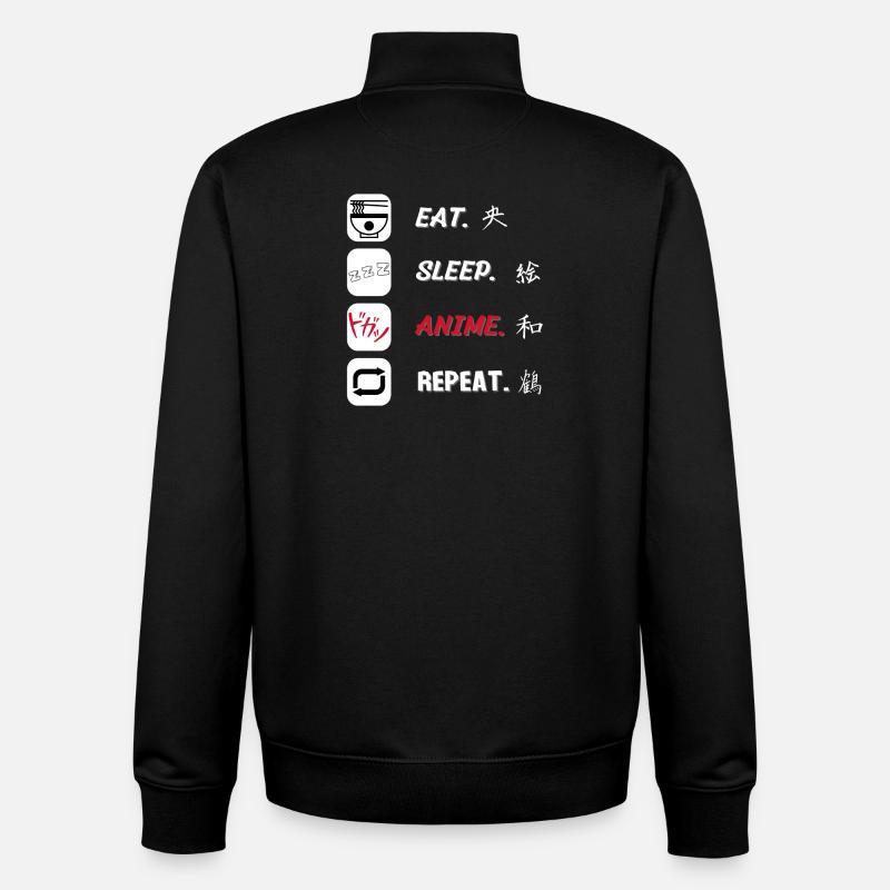 Eat Sleep Anime Repeat - Unisex Organic Zip Sweatshirt von Stanley/Stella - Schwarz