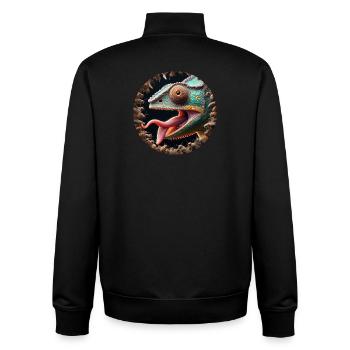 Das Chamäleon hat Hunger auf Insekten - Unisex Organic Zip Sweatshirt von Stanley/Stella - Schwarz - Hinten - AI Model Male 185 light (185cm)