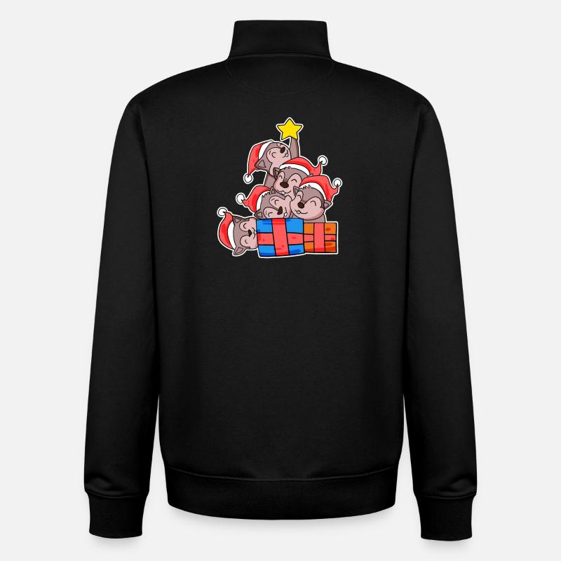 Squirrel Christmas Tree Christmas - Unisex Organic Zip Sweatshirt by Stanley/Stella - black
