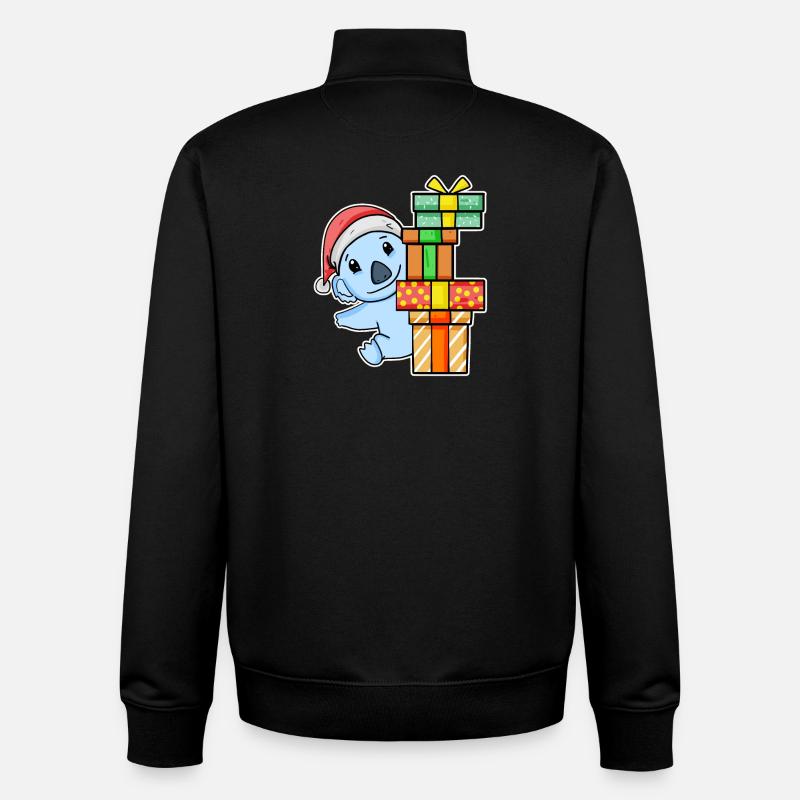 Koala mit Weihnachtsmütze und Weihnachtsgeschenk - Unisex Organic Zip Sweatshirt von Stanley/Stella - Schwarz