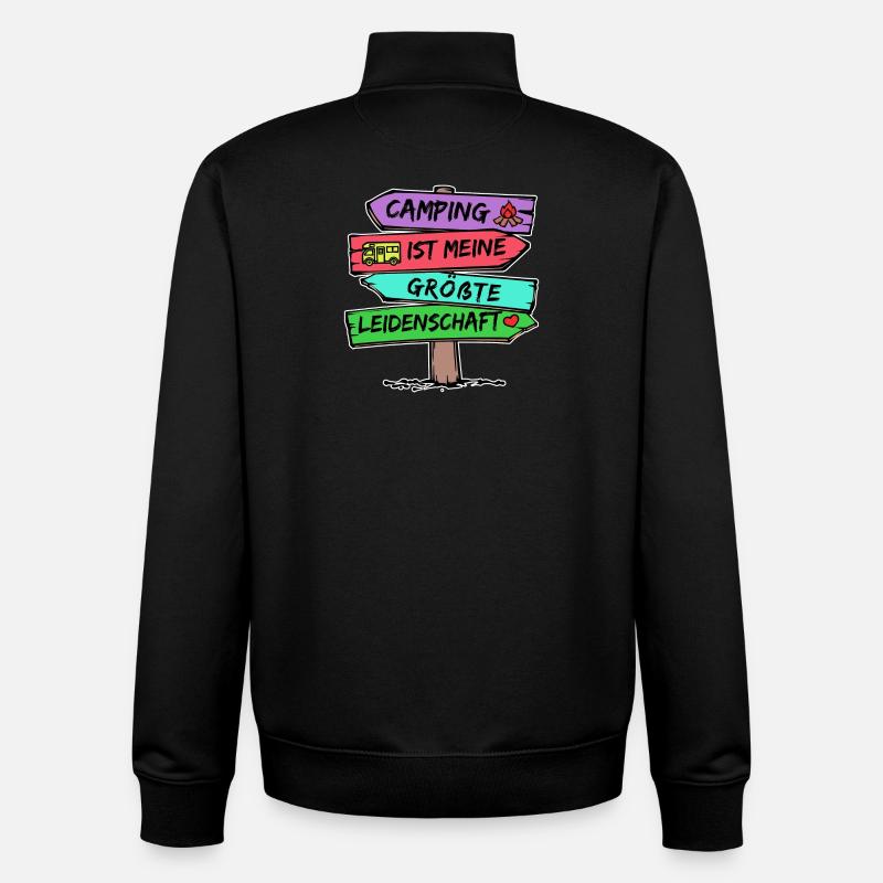 Camping Statement Wanderlust Wanderer Herz Camper - Unisex Organic Zip Sweatshirt von Stanley/Stella - Schwarz