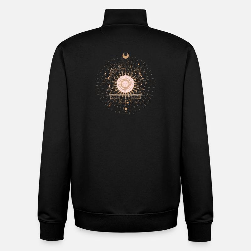 Sonnen-Mandala-Strahlen - Unisex Organic Zip Sweatshirt von Stanley/Stella - Schwarz