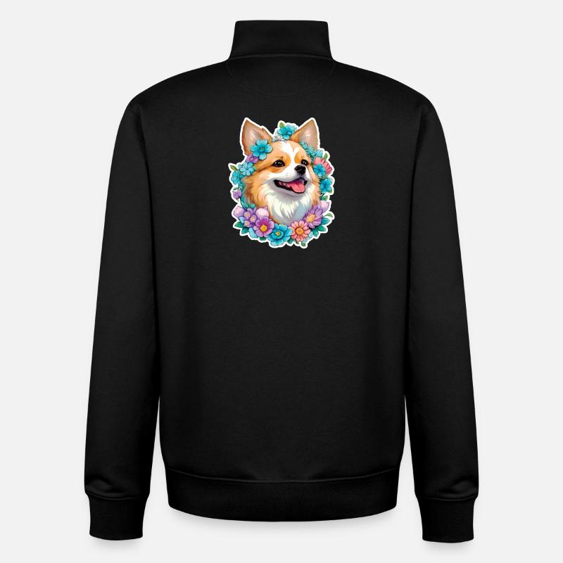 Zwergspitz de Poméranie - Sweat zippé unisexe en coton bio Stanley/Stella - noir
