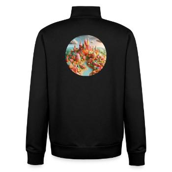 Candy World Landschaft bunt Animation - Unisex Organic Zip Sweatshirt von Stanley/Stella - Schwarz - Hinten - AI Model Male 185 light (185cm)