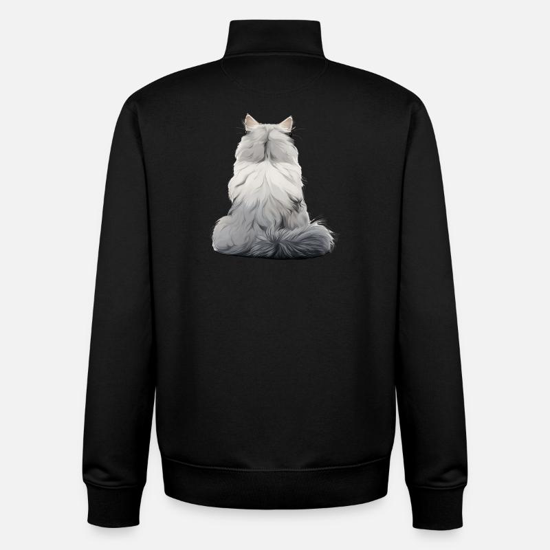 Chat persan - Sweat zippé unisexe en coton bio Stanley/Stella - noir