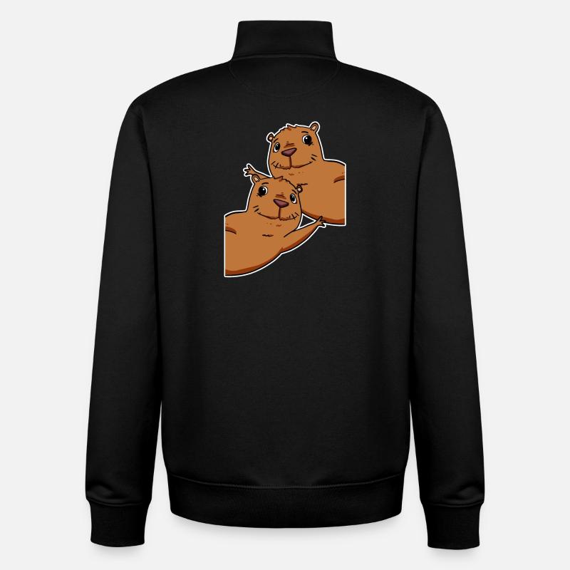Capybara Wasserschwein - Unisex Organic Zip Sweatshirt von Stanley/Stella - Schwarz