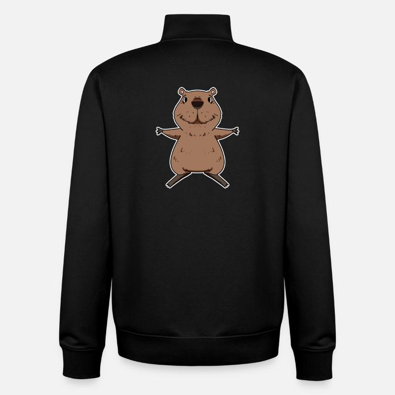 Capybara - Sweat zippé unisexe en coton bio Stanley/Stella - noir