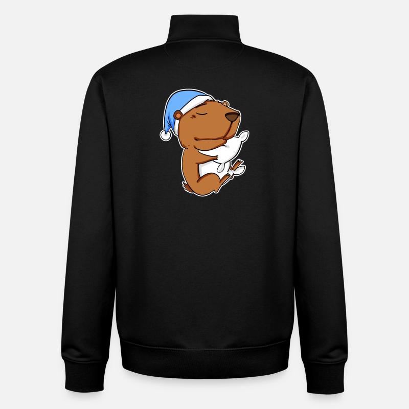 Capybara Capybara Tired Pillow Relax - Sweat zippé unisexe en coton bio Stanley/Stella - noir