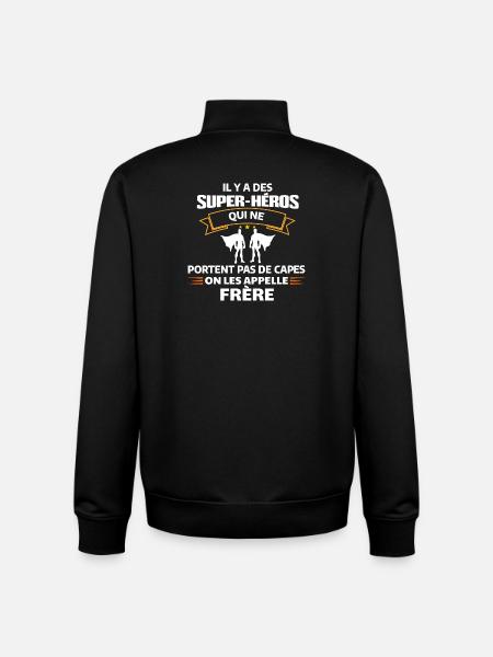 Super-Héros Frère Sans Cape - Sweat zippé unisexe en coton bio Stanley/Stella - noir
