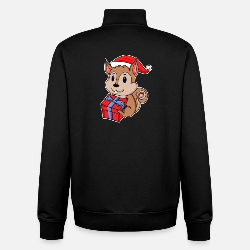 Squirrel with Santa hat - Unisex Organic Zip Sweatshirt by Stanley/Stella - black