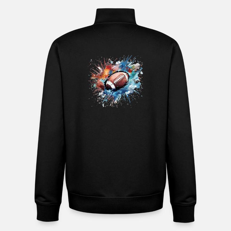 Explosion de couleurs d’éclaboussures de football américain - Sweat zippé unisexe en coton bio Stanley/Stella - noir