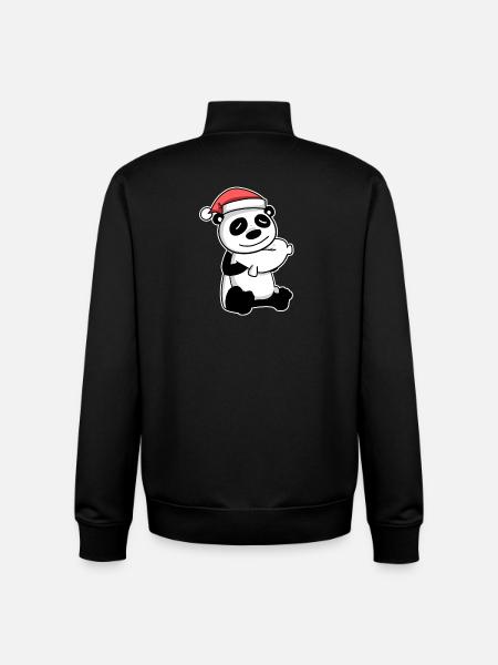 Panda Mignon Fatigué Noël - Sweat zippé unisexe en coton bio Stanley/Stella - noir