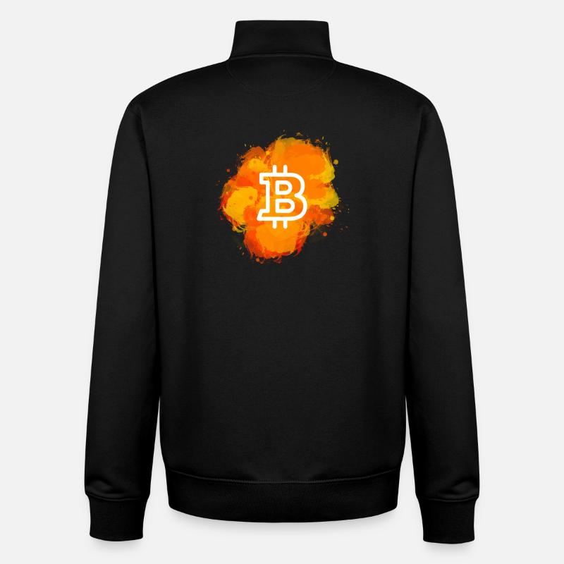 Bitcoin Crypto Cryptocurrency Splash - Sweat zippé unisexe en coton bio Stanley/Stella - noir