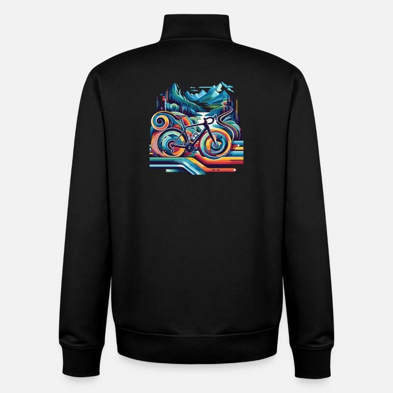 Vélo aux lignes ondulées - Sweat zippé unisexe en coton bio Stanley/Stella - noir