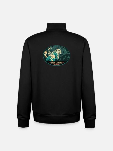 Snow Leopard illustration patch - Unisex Organic Zip Sweatshirt by Stanley/Stella - black