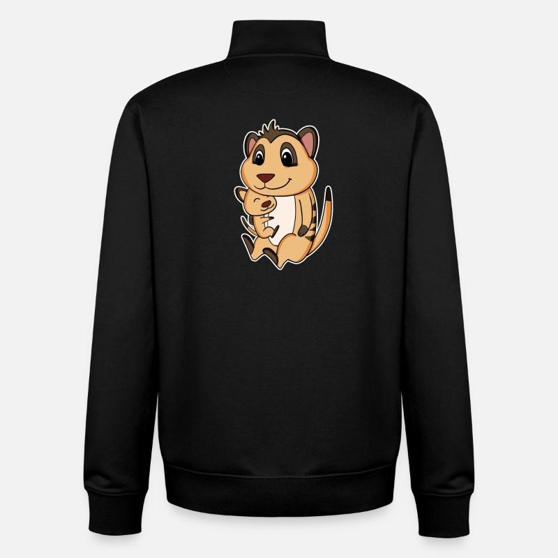 Erdmännchen Familie - Erdmännchen mit Baby - Unisex Organic Zip Sweatshirt von Stanley/Stella - Schwarz
