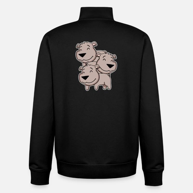 Brown Bear Motif Bear - Unisex Organic Zip Sweatshirt by Stanley/Stella - black