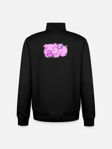 Pig Family - Pig with Baby - Unisex Organic Zip Sweatshirt by Stanley/Stella - black