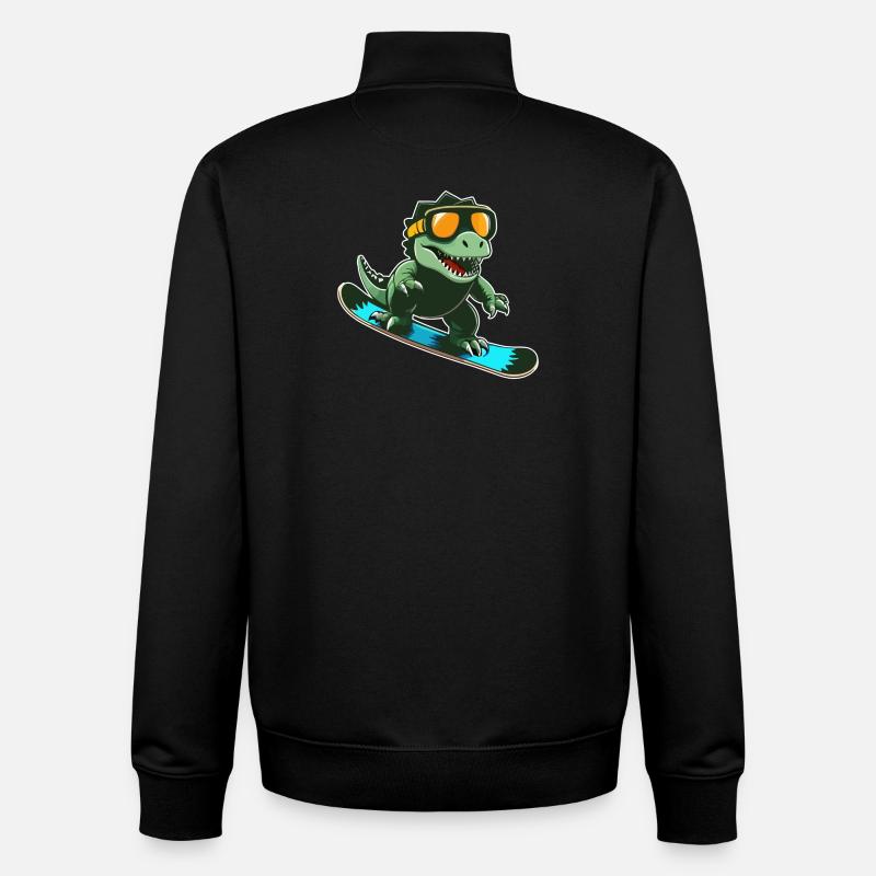 T-Rex Snowboard - Sweat zippé unisexe en coton bio Stanley/Stella - noir