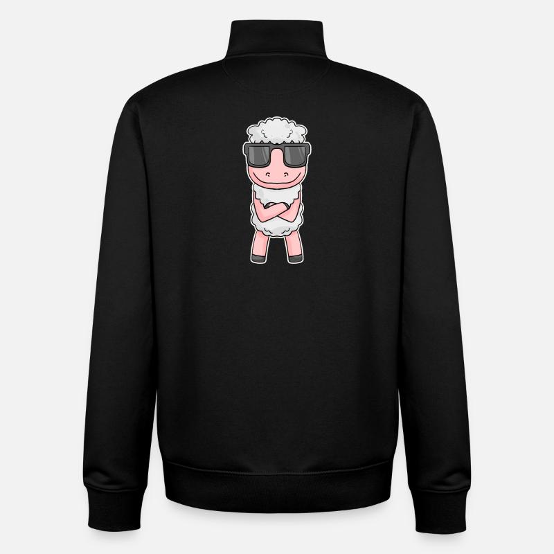 Sheep with glasses - Unisex Organic Zip Sweatshirt by Stanley/Stella - black