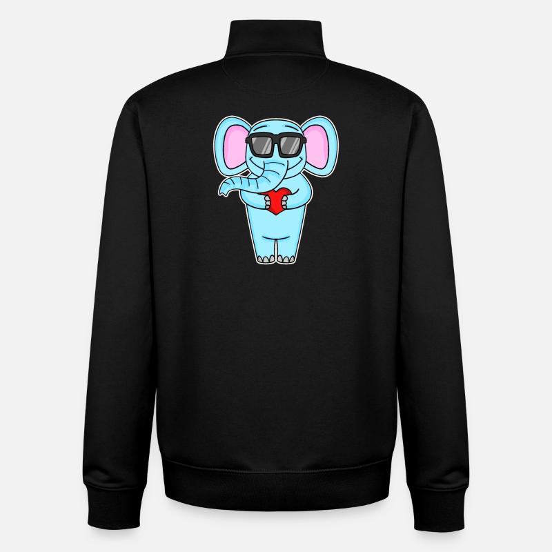 Elefant mit Herz und Brille - Unisex Organic Zip Sweatshirt von Stanley/Stella - Schwarz