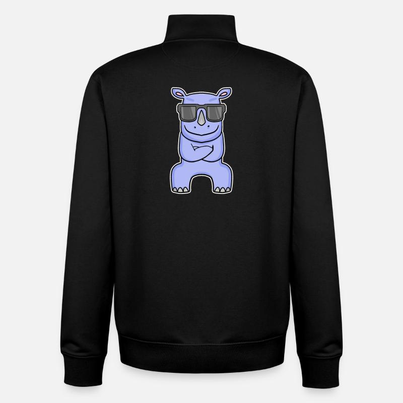 Hippopotame avec des lunettes - Sweat zippé unisexe en coton bio Stanley/Stella - noir