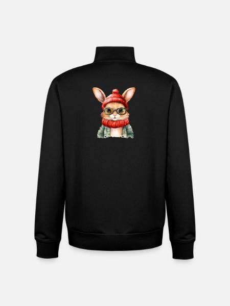 Kuschelbunny Winterlook mit Brille - Unisex Organic Zip Sweatshirt von Stanley/Stella - Schwarz