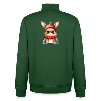 Look hiver câlin lapin avec des lunettes - Sweat zippé unisexe en coton bio Stanley/Stella - vert bouteille - Dos - AI Model Male 185 dark (185cm)