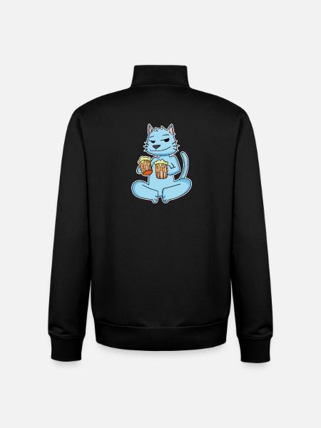 Cat with beer - Unisex Organic Zip Sweatshirt by Stanley/Stella - black