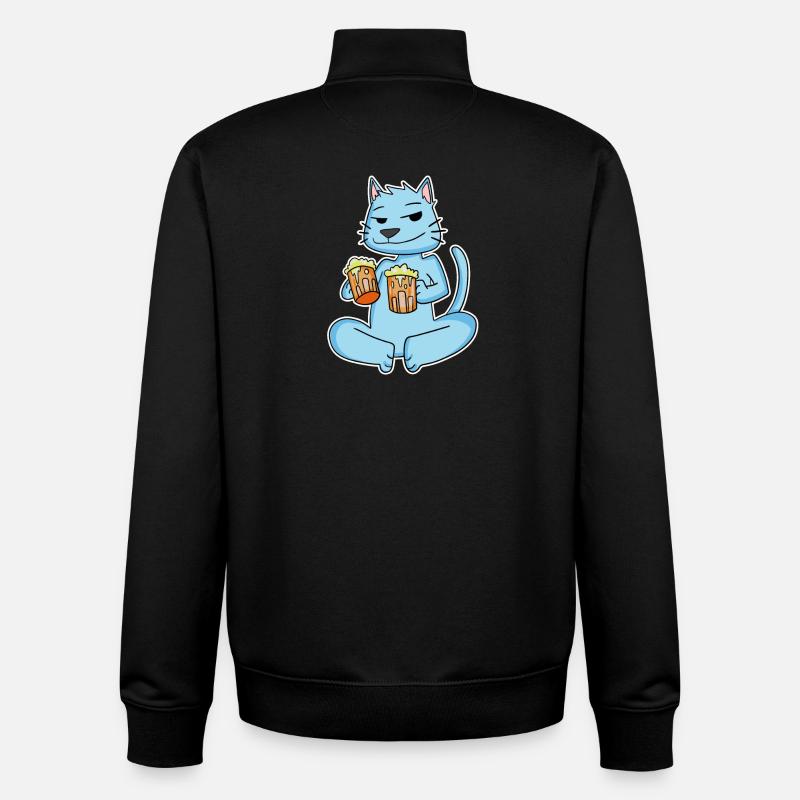 Chat à la bière - Sweat zippé unisexe en coton bio Stanley/Stella - noir