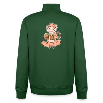 Monkey with beer - Unisex Organic Zip Sweatshirt by Stanley/Stella - bottle green - Back - AI Model Male 185 dark (185cm)