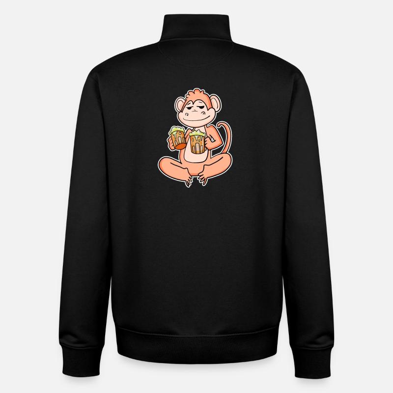 Monkey with beer - Unisex Organic Zip Sweatshirt by Stanley/Stella - black