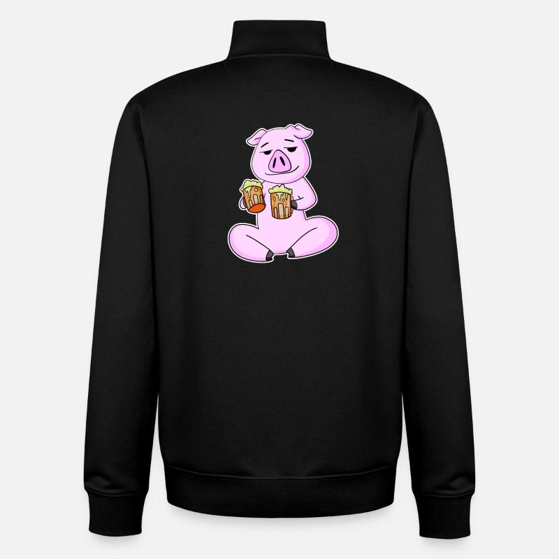 Schwein mit Bier - Unisex Organic Zip Sweatshirt von Stanley/Stella - Schwarz