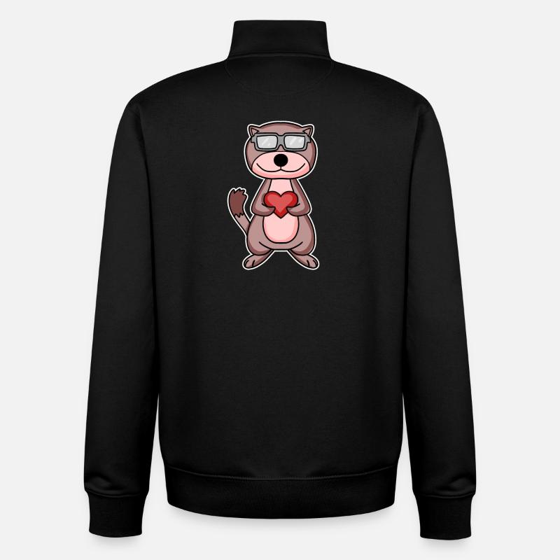 Belette avec coeur et lunettes - Sweat zippé unisexe en coton bio Stanley/Stella - noir
