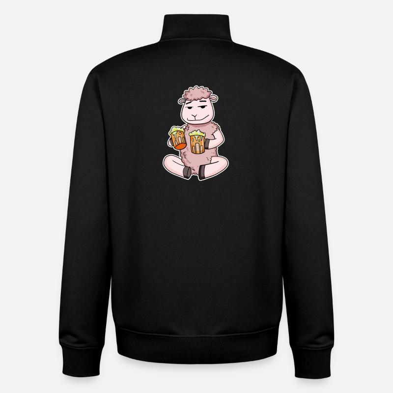 Moutons à la bière - Sweat zippé unisexe en coton bio Stanley/Stella - noir