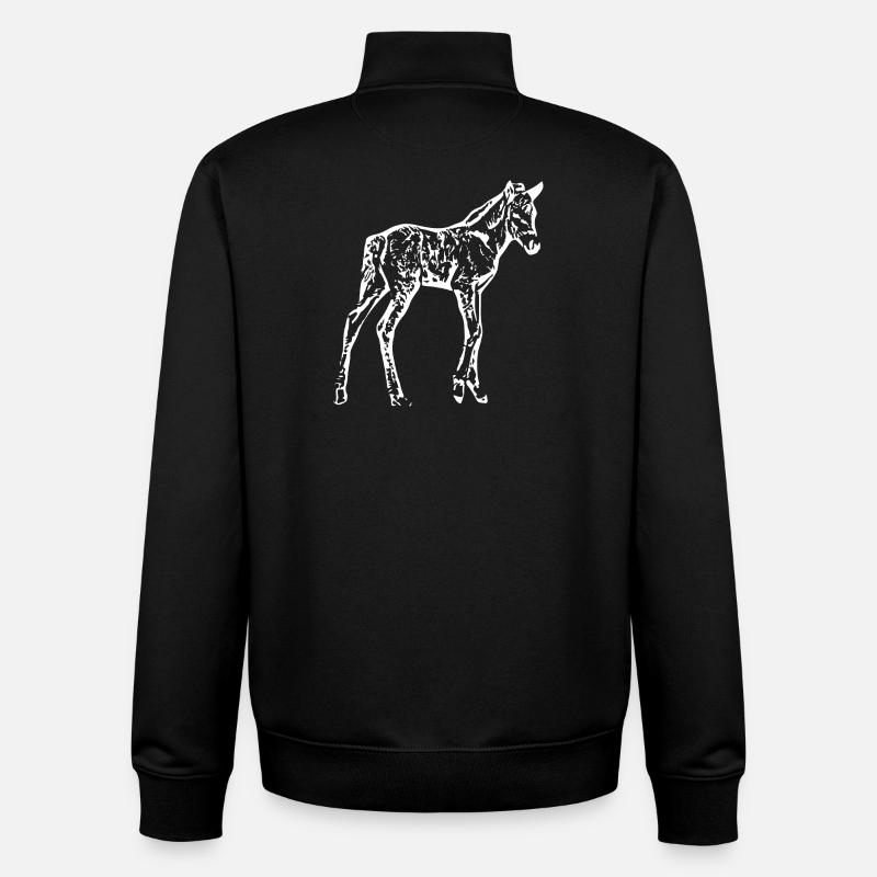 Cheval Blanc, Poulain - Sweat zippé unisexe en coton bio Stanley/Stella - noir