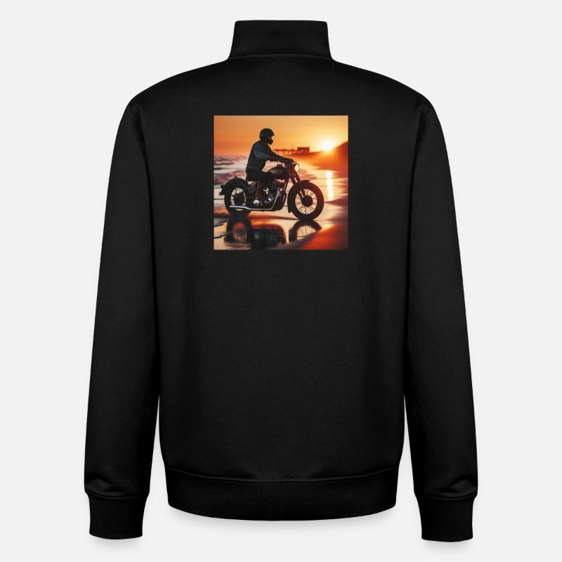 Moto Vieux Coucher de Soleil 1 - Sweat zippé unisexe en coton bio Stanley/Stella - noir