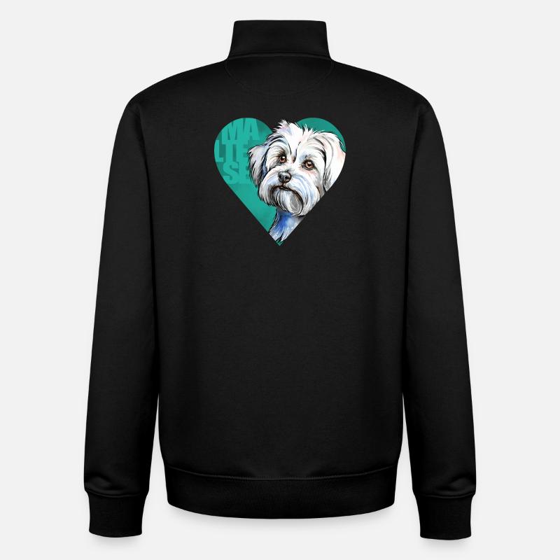 Portrait de bichon maltais - Sweat zippé unisexe en coton bio Stanley/Stella - noir