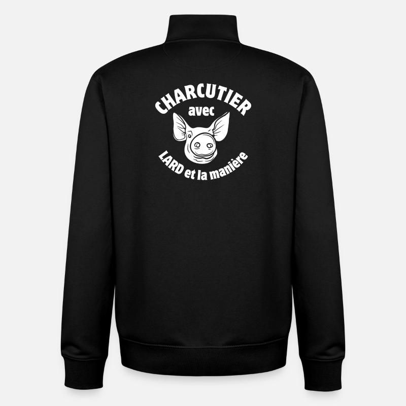 cochon, charcutier, jambon - Sweat zippé unisexe en coton bio Stanley/Stella - noir