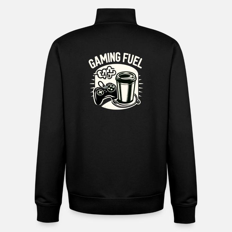 Café Gaming Fuel - Sweat zippé unisexe en coton bio Stanley/Stella - noir