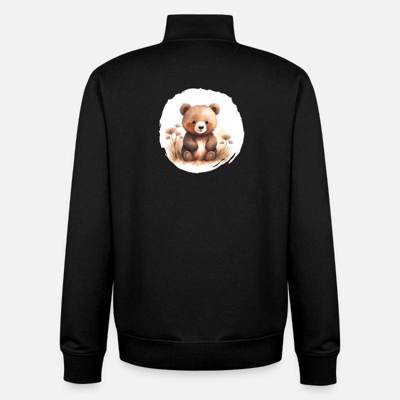 Aquarelle d’ours - Sweat zippé unisexe en coton bio Stanley/Stella - noir