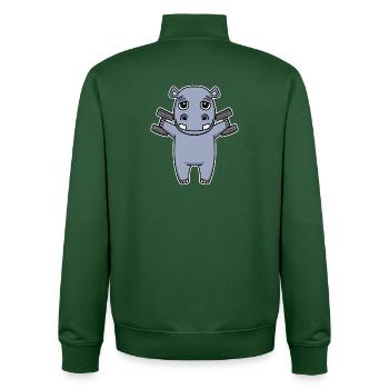 Nilpferd Hantel Training Krafttraining Fitness - Unisex Organic Zip Sweatshirt von Stanley/Stella - Flaschengrün - Hinten - AI Model Male 185 dark (185cm)