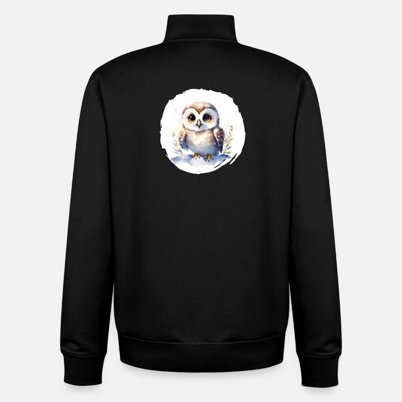Harfang des neiges aquarelle - Sweat zippé unisexe en coton bio Stanley/Stella - noir