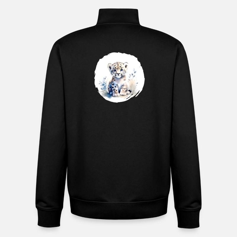Schneeleopard Aquarell - Unisex Organic Zip Sweatshirt von Stanley/Stella - Schwarz